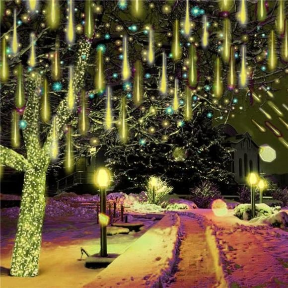 Outdoor Christmas Lights Meteor Shower Lights 92 LED Falling Raindrop Fairy - Picture 1 of 6